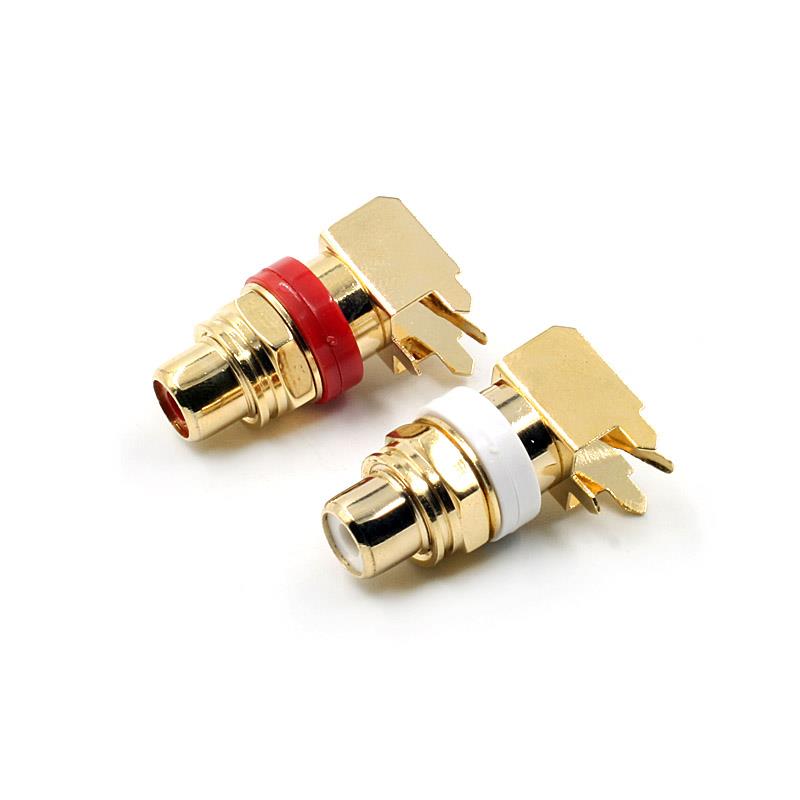 RCA Jack PCB Mount Gold Plated Right Angle [2pcs Pack]