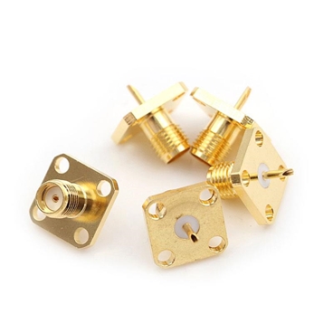 RF Coaxial Straight SMA Female 4 Hole Flange Chassis Panel Mount Connector