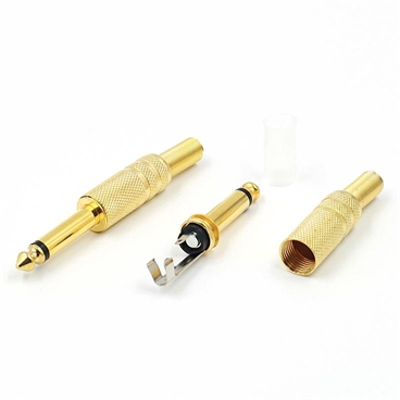 Jack Plug 6.35mm Mono Gold-plated