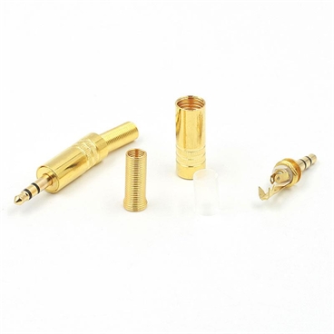 Gold 3.5mm 3 Pole Male Repair headphone Jack Plug Metal Audio Soldering with Spring