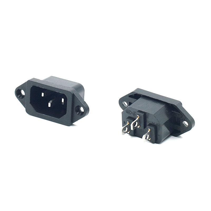 Screw Mount 3 Pins IEC320 C14 Inlet Power Plug Socket AC 250V 10A Black