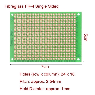 5x7cm FR-4 Single Sided Universal Printed Circuit Board for Soldering