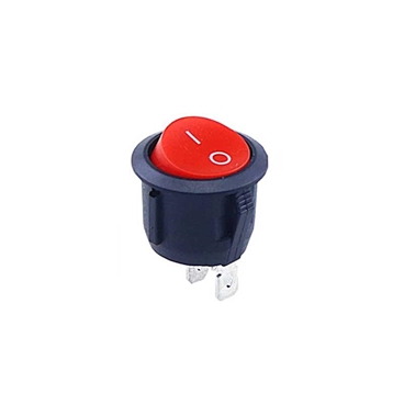 Rocker Switch ON-OFF 19mm Dia 2PIN 6A 250VAC Circular Black/Red