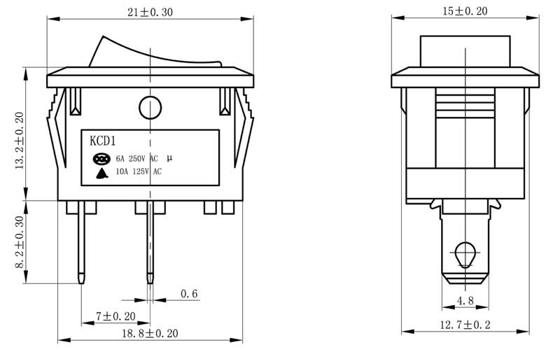 SWITCH ROCKER SPST 10A 250V