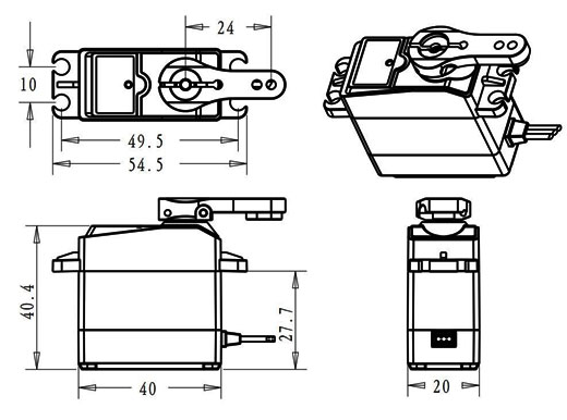 Servo Motor 5521MG Pro Stainless Steel Gears 20KG Drawing