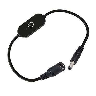 LED Switch Connector, DC 5.5mm x 2.1mm Male to Female Extension Cable with Touch Dimmer On Off Switch Controller for LED Strip Light